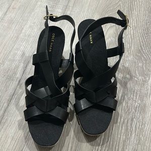 COPY - Cole Haan Women's Crystal 70MM Wedge Sandal Size 9 1/2 B W23573 Black/Go…